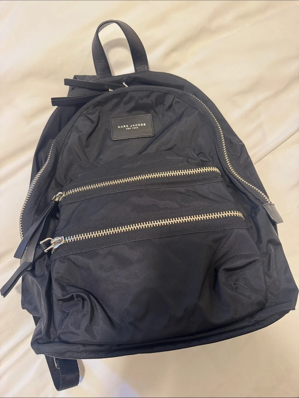 Marc Jacobs Black Nylon Backpack with Gold-Tone Zippers
